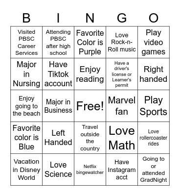 Dual Enrollment & Early Admission Bingo Card