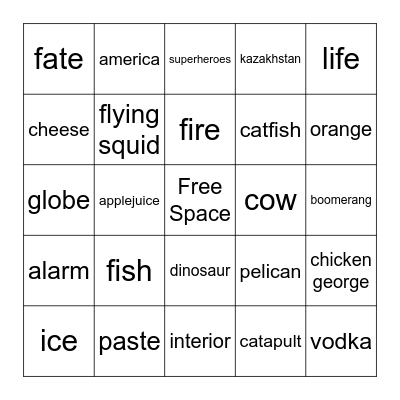 Test Bingo Card