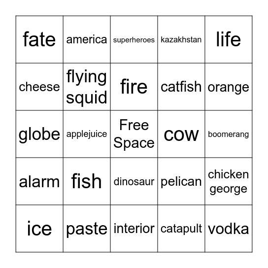 Test Bingo Card