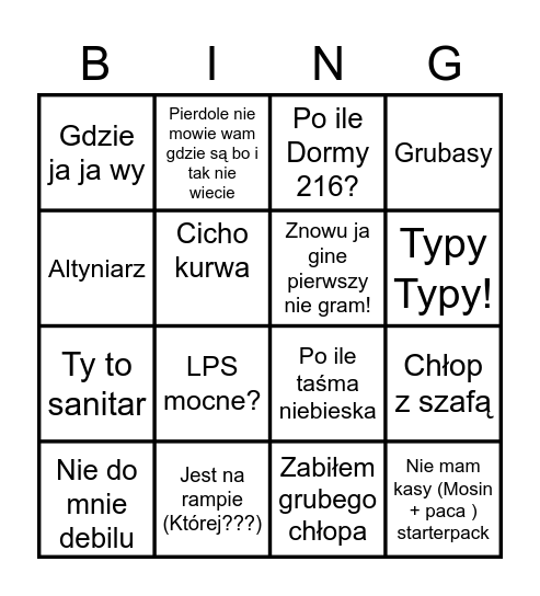 Tarkov Danskile Bingo Card