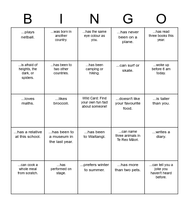 Find Someone Who... Bingo Card