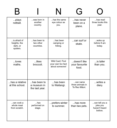 Find Someone Who... Bingo Card