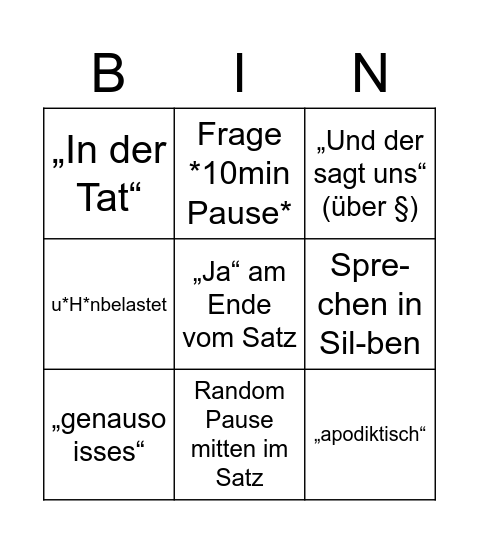 Nemesis BGH, 4 Buchstaben Bingo Card