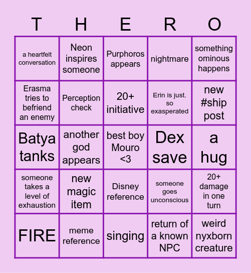 OH BOY, BUDDY Bingo Card