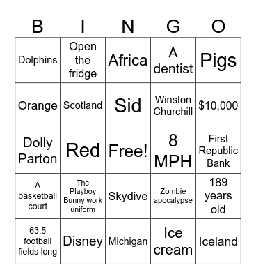 Funny Trivia - Dignity Memorial Bingo Card