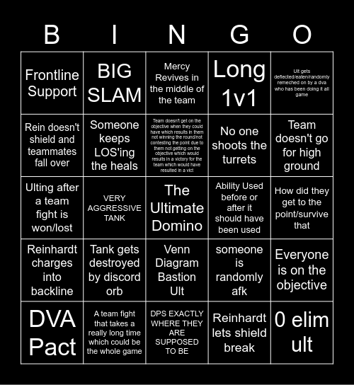 Spectating Bingo Card