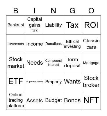 Finance and Investment Bingo Card