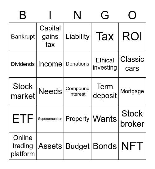 Finance and Investment Bingo Card