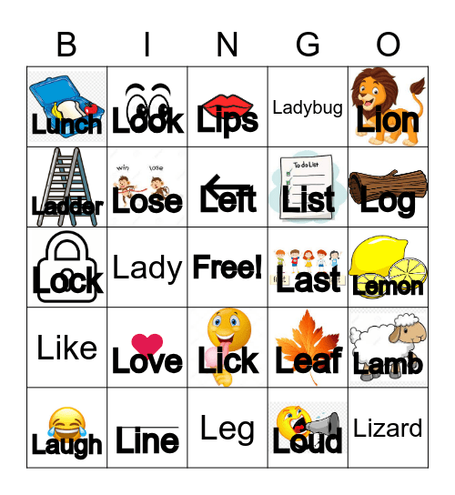 Initial /l/ Bingo Card