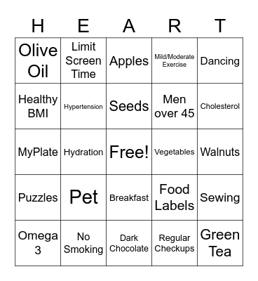 Heart Healthy Bingo Card