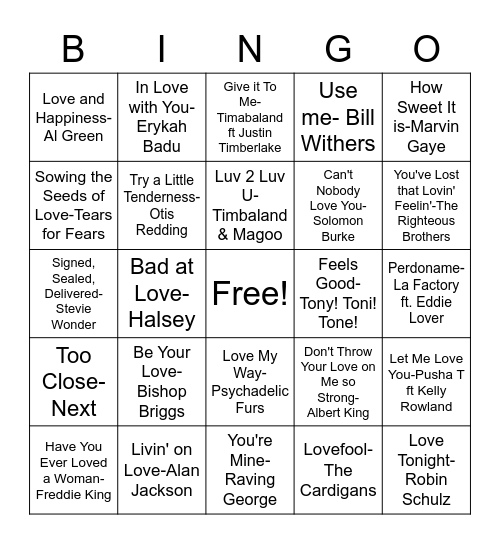 Bingo-Love Bingo Card