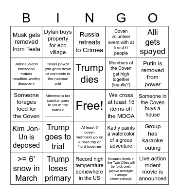 Adventure Coven 2023 (Set 1) Bingo Card