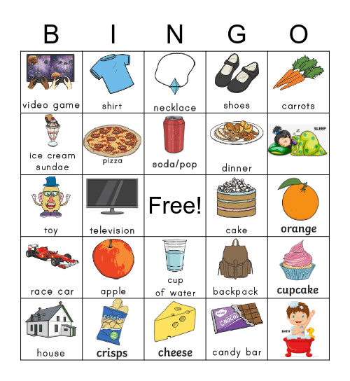 Wants and needs Bingo Card