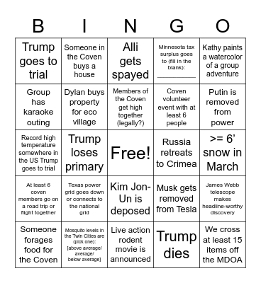 Adventure Coven 2023 (Set 2) Bingo Card