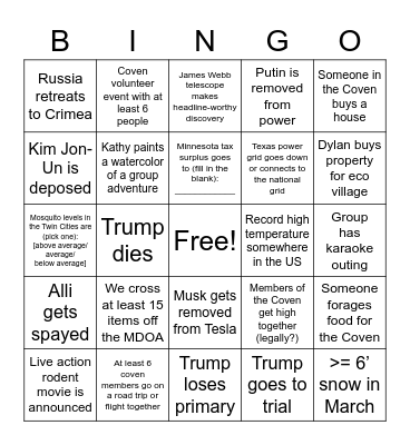Adventure Coven 2023 (Set 3) Bingo Card