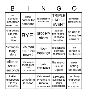 NOTHING, FOREVER Bingo Card