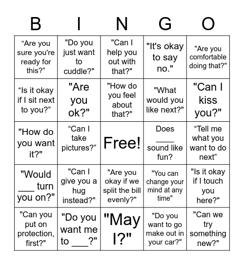 Consent Bingo Card