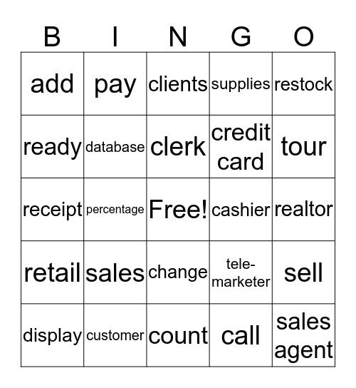 Sales and Retail Bingo Card