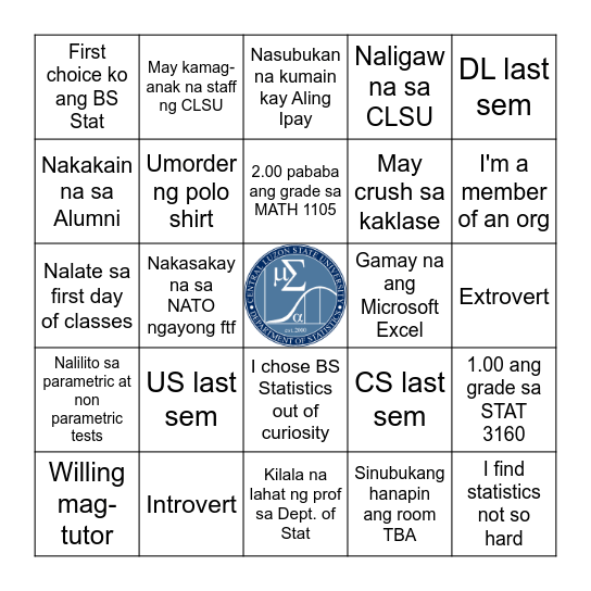 BINGO Stat - What are the odds you will win this game? Bingo Card