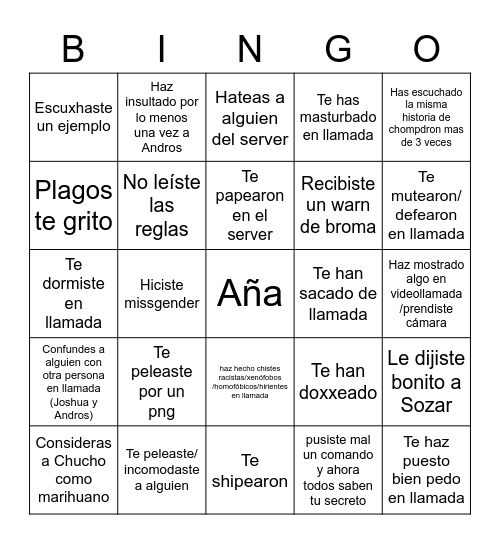LZC Bingo Card