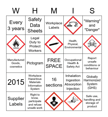 WHMIS Bingo Card