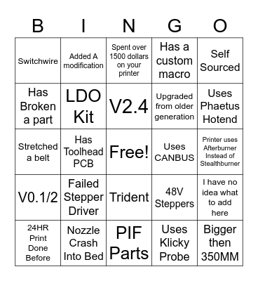 Voron Bingo Card