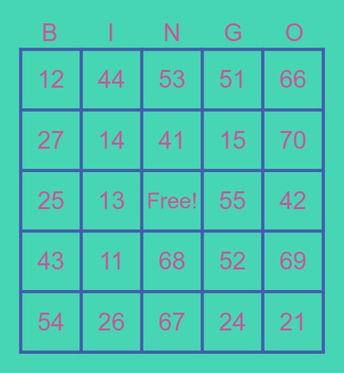 JOMEL NO.9 Bingo Card