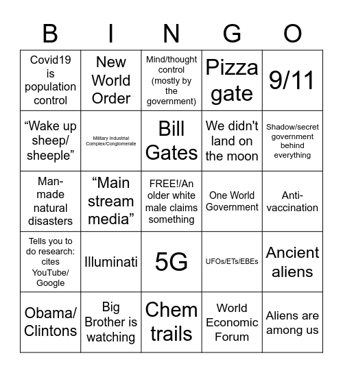 Conspiracy Theory Bingo! Bingo Card