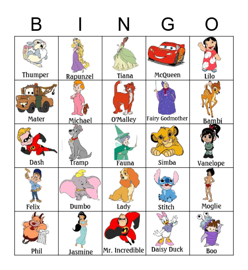 Disney Bingo Card