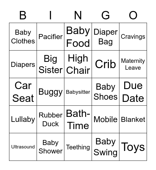CORINE'S BABY SHOWER BINGO Card