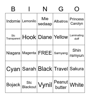 BINGO JENO Bingo Card