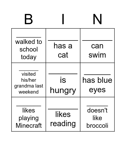 Find Someone Who Bingo Card