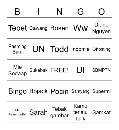 hwiyoung Bingo Card