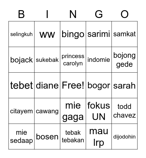 Untitled Bingo Card