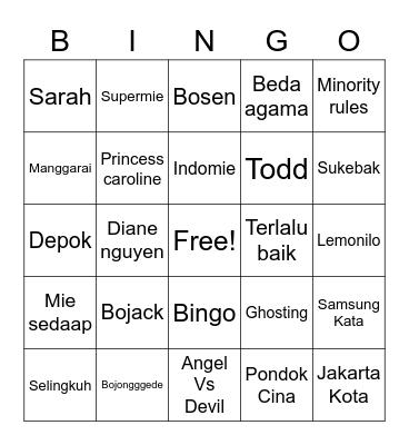 BINGO NENSI Bingo Card