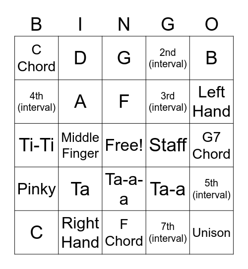 Meyer Piano Class Bingo Card