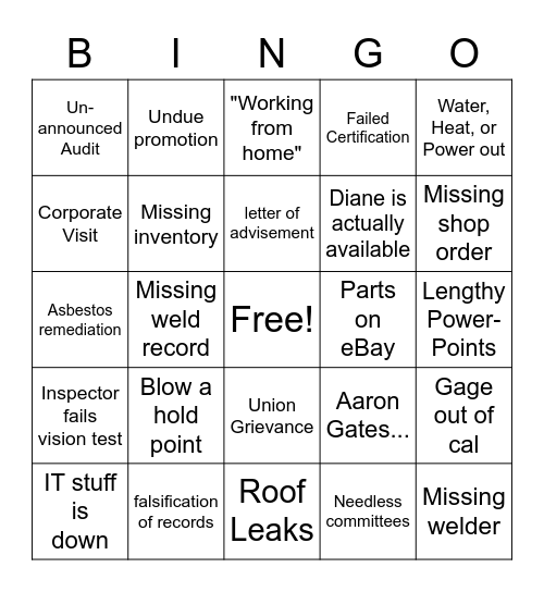 CIRCOR WARREN! Bingo Card