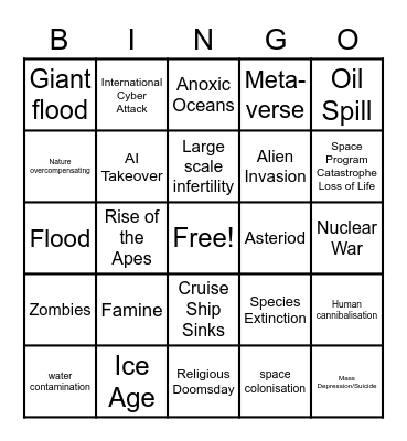 2023 Apocalypse Bingo Card