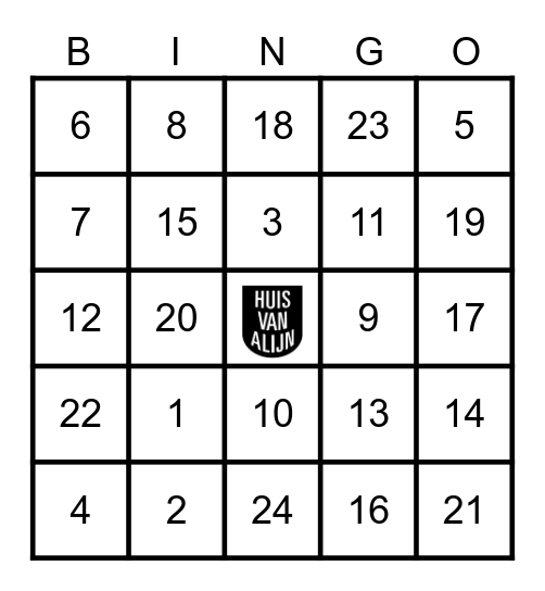 Alijn festijn 2023 Bingo Card