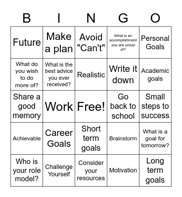 GOALS BINGO Card