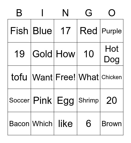 ASL BINGO Review Bingo Card