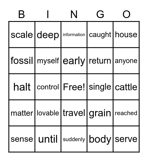 Third Grade Bingo Card