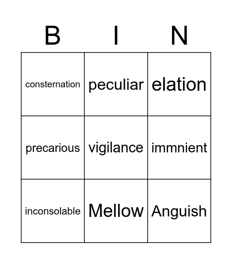 Vocab Bingo Card