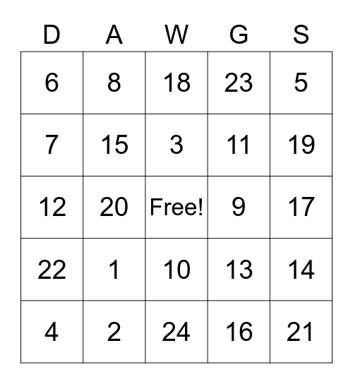Text Structure Bingo Card
