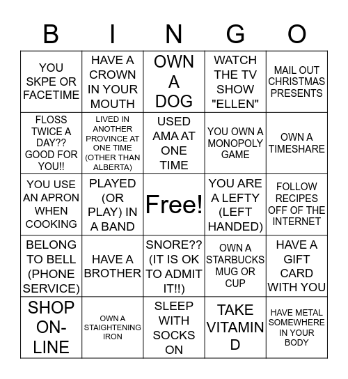 WHO IS IT IN OUR CLASS ???? Bingo Card