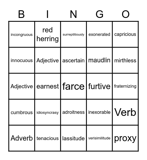 ATTWN Vocabulary Bingo Card