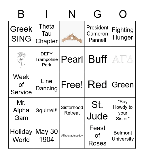 Alpha Gam BINGO Card