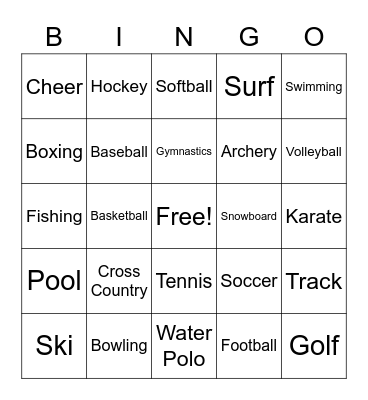 ASL Sports - A Bingo Card