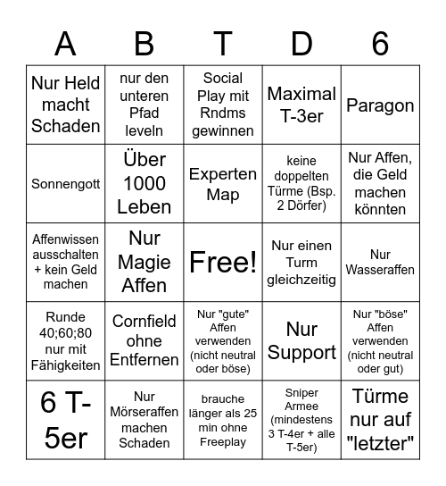 BTD6 Bingo Card