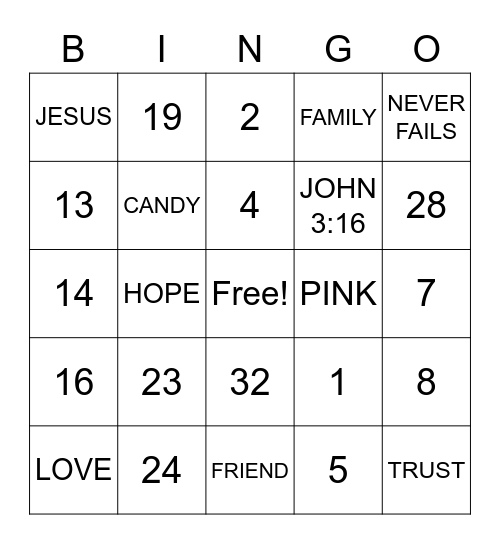 love! Bingo Card